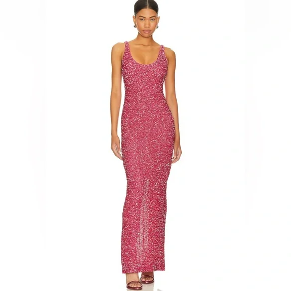 Pink Juniors Maxi Dresses Target FARM RIO Tropical Groove Pink CUTOUT  TIERED HALTER NECK MAXI DRESS Large